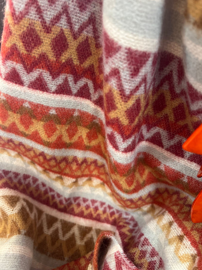 Multicoloured Cosy Blanket Aztec Scarf Rust