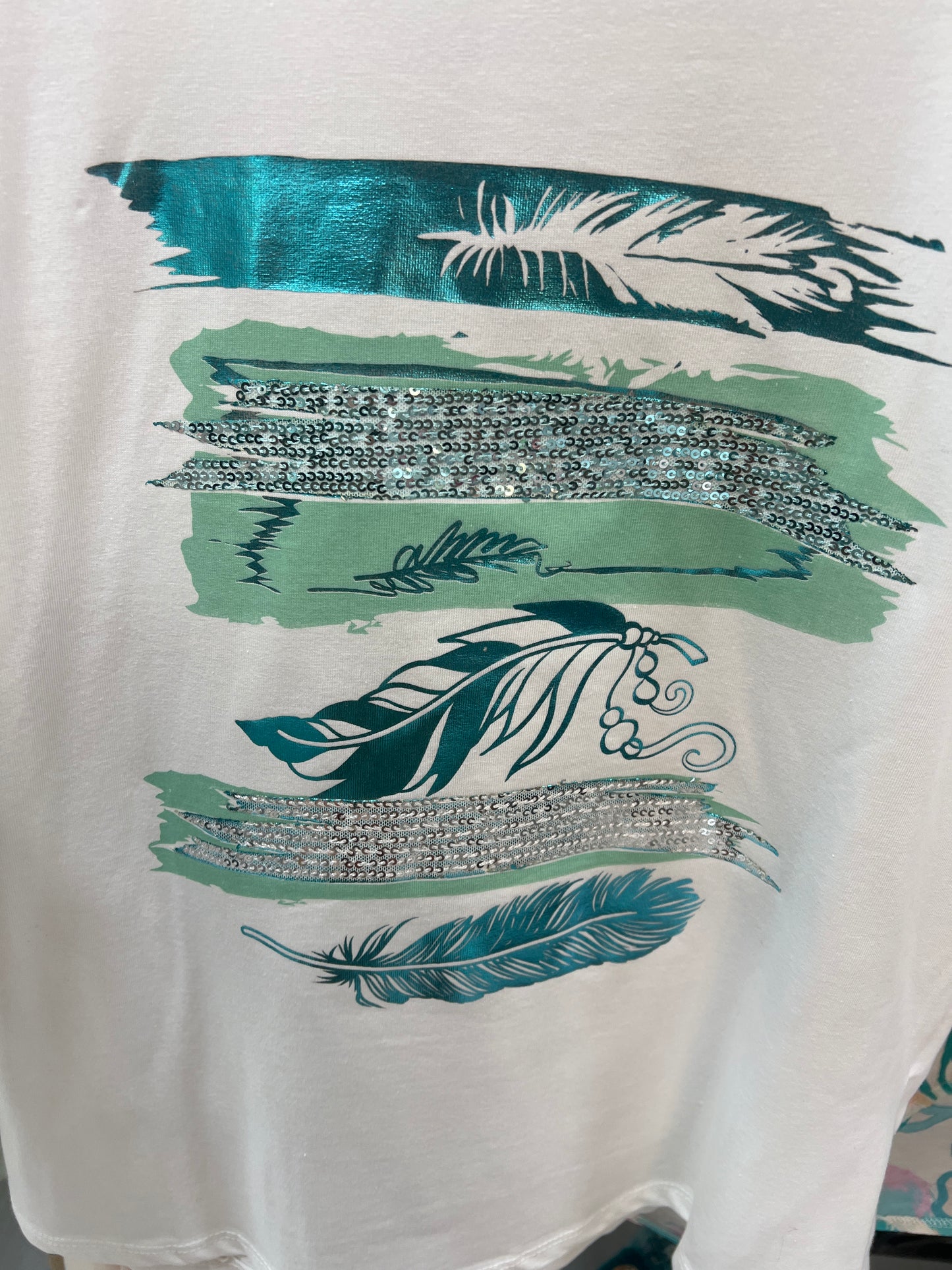 DECK Off White T-Shirt Mint & Silver Design