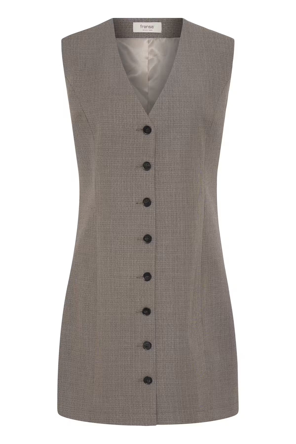 FRANSA Taupe Button Front Pinafore Dress