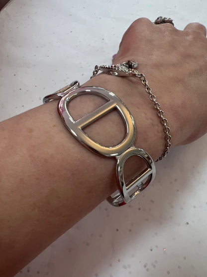 SilverStainless Steel Statement Cuff Bangle