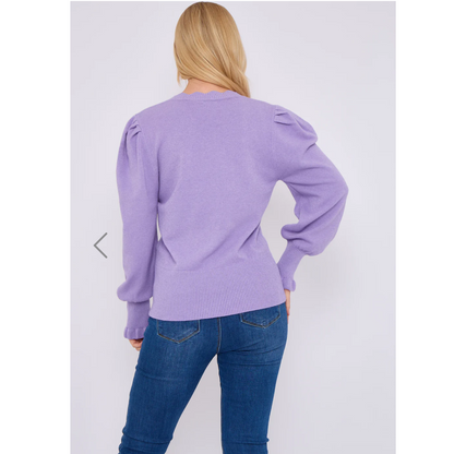 Polly Lilac Knit Jumper Scallop Neckline