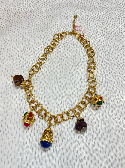 Gold Charm Multicoloured Necklace