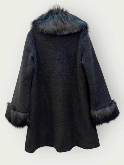 Jessica Coat Fur Trim Black