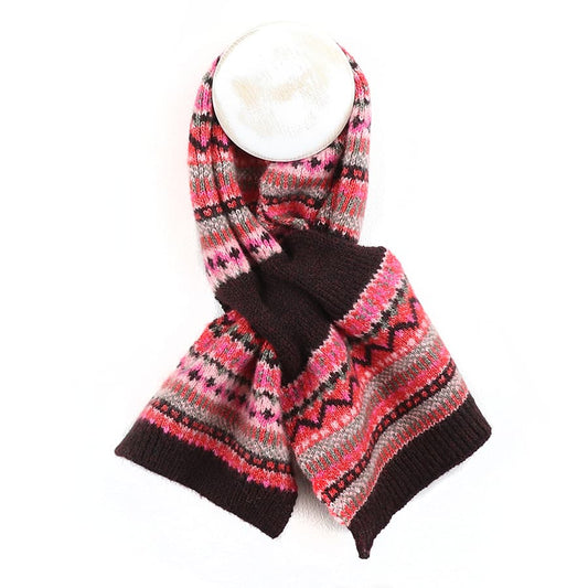 POM Red & Brown Mix Recycled Pull Through Scarf