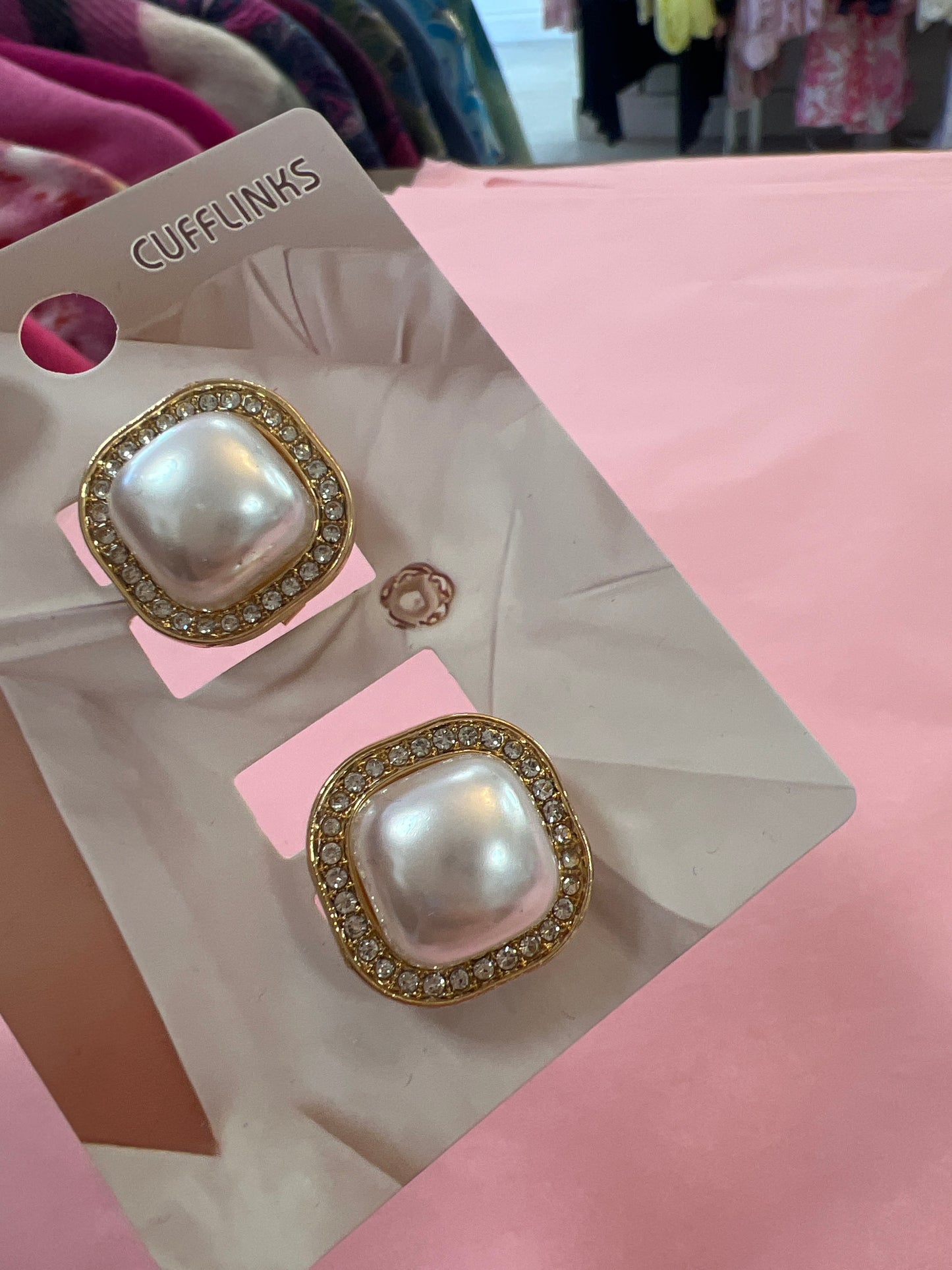 Gold & Pearl Square Cufflinks (Set)