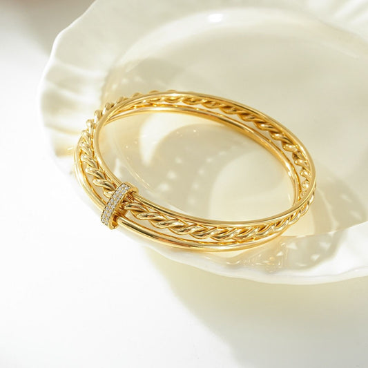 Gold Stainless Steel Bangle Stack