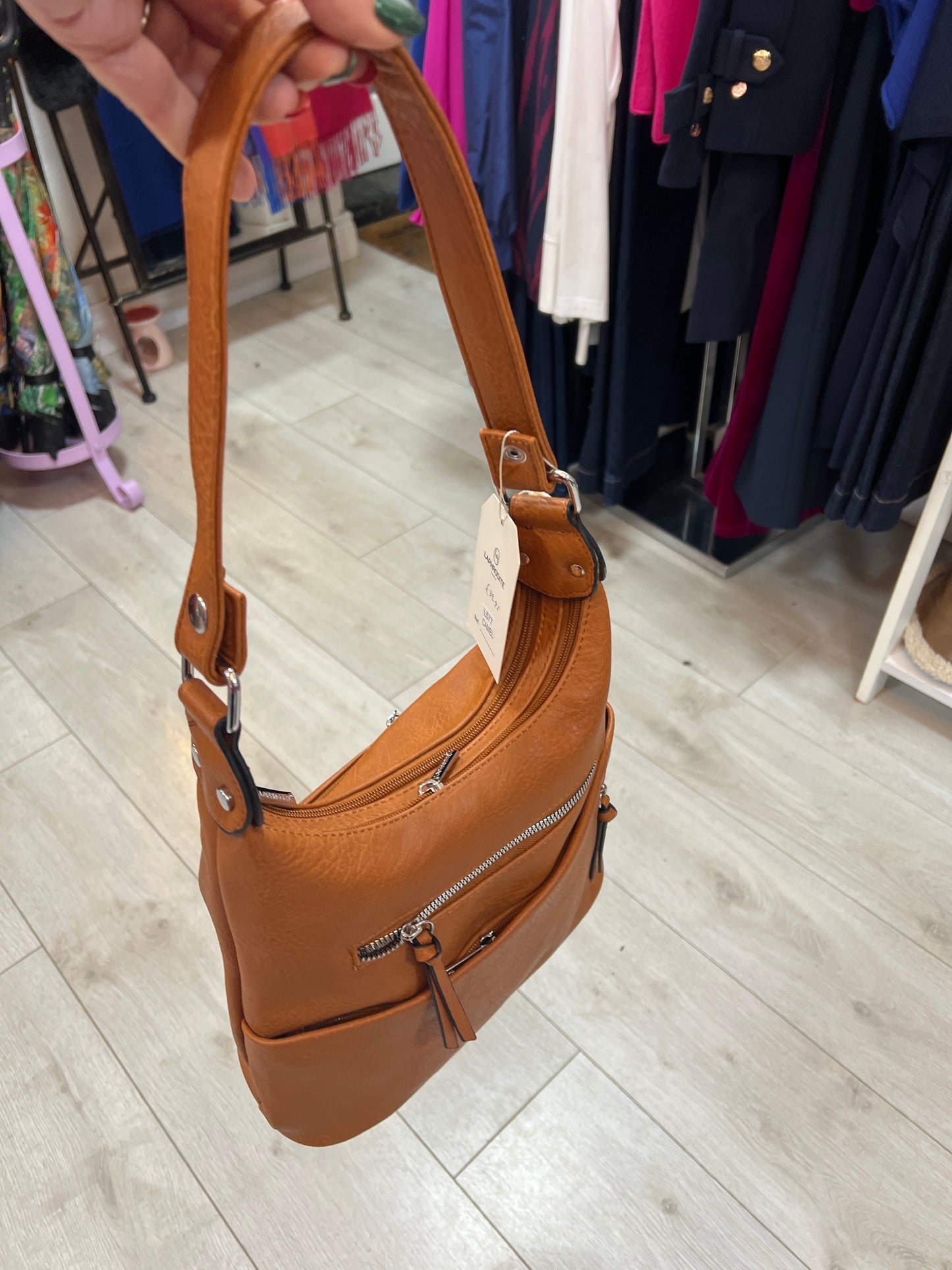 Tan Leatherette Shoulder Bag