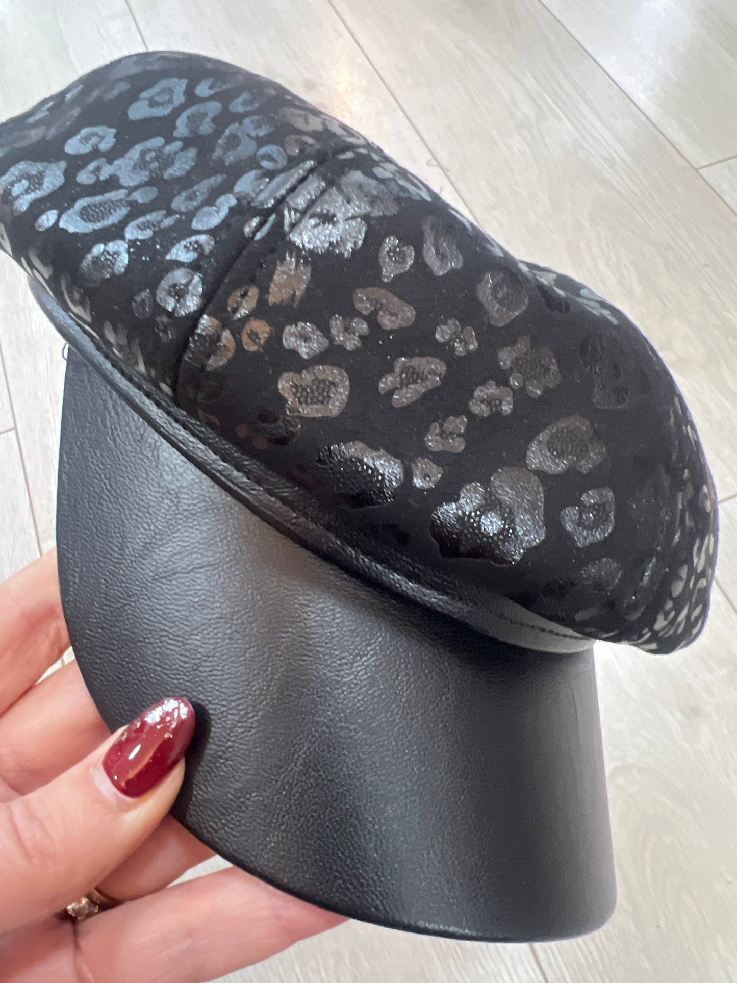 Peaked Cap Black Animal Print