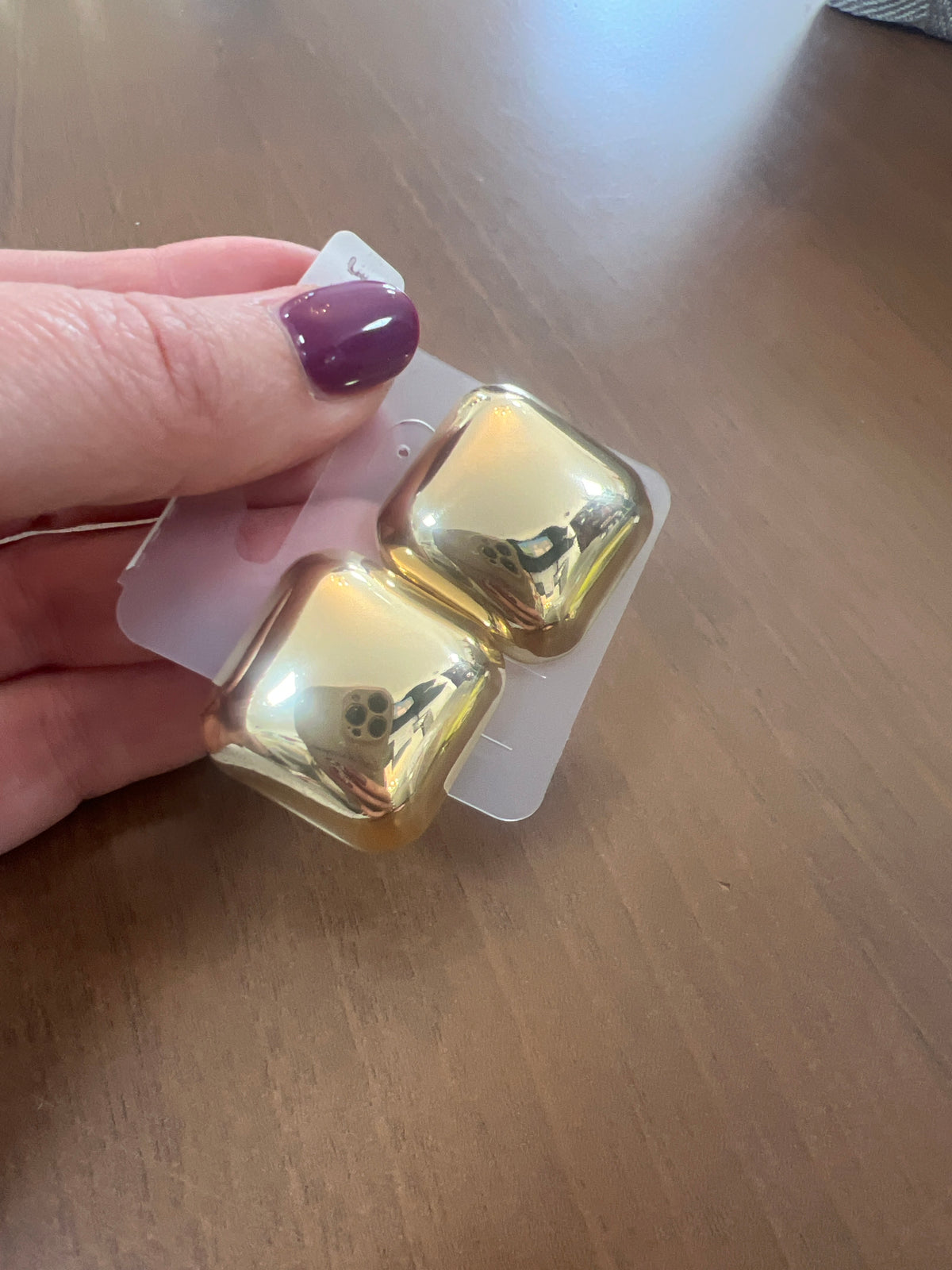 Gold Square Statement Earrings