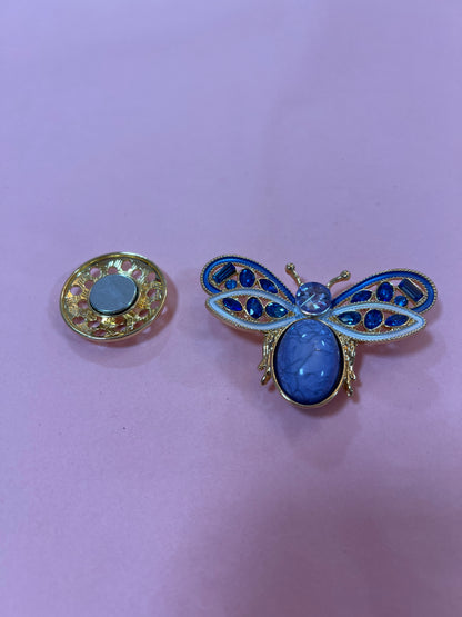 Purple & Gold Butterfly Magnetic Brooch