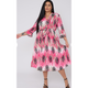 Irma CURVE Pink Printed Stretch Dress with Pockets