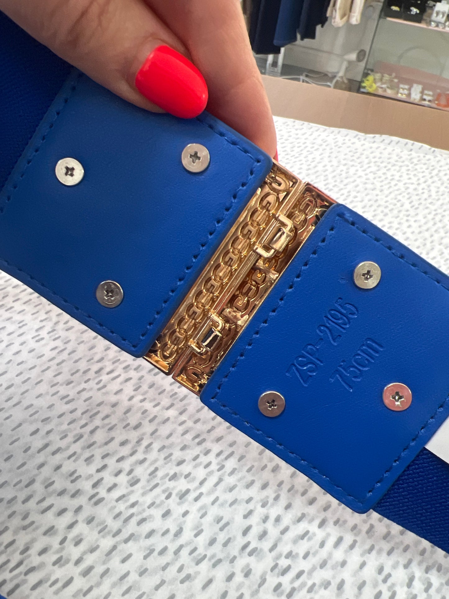 Cobalt Blue & Gold Stretch Belt