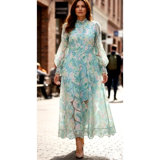 Esme Crochet Dress Mint & Peach