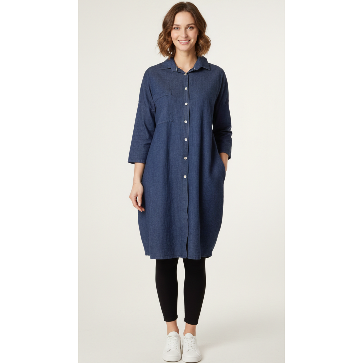 Sadie Dark Denim Shirt Dress