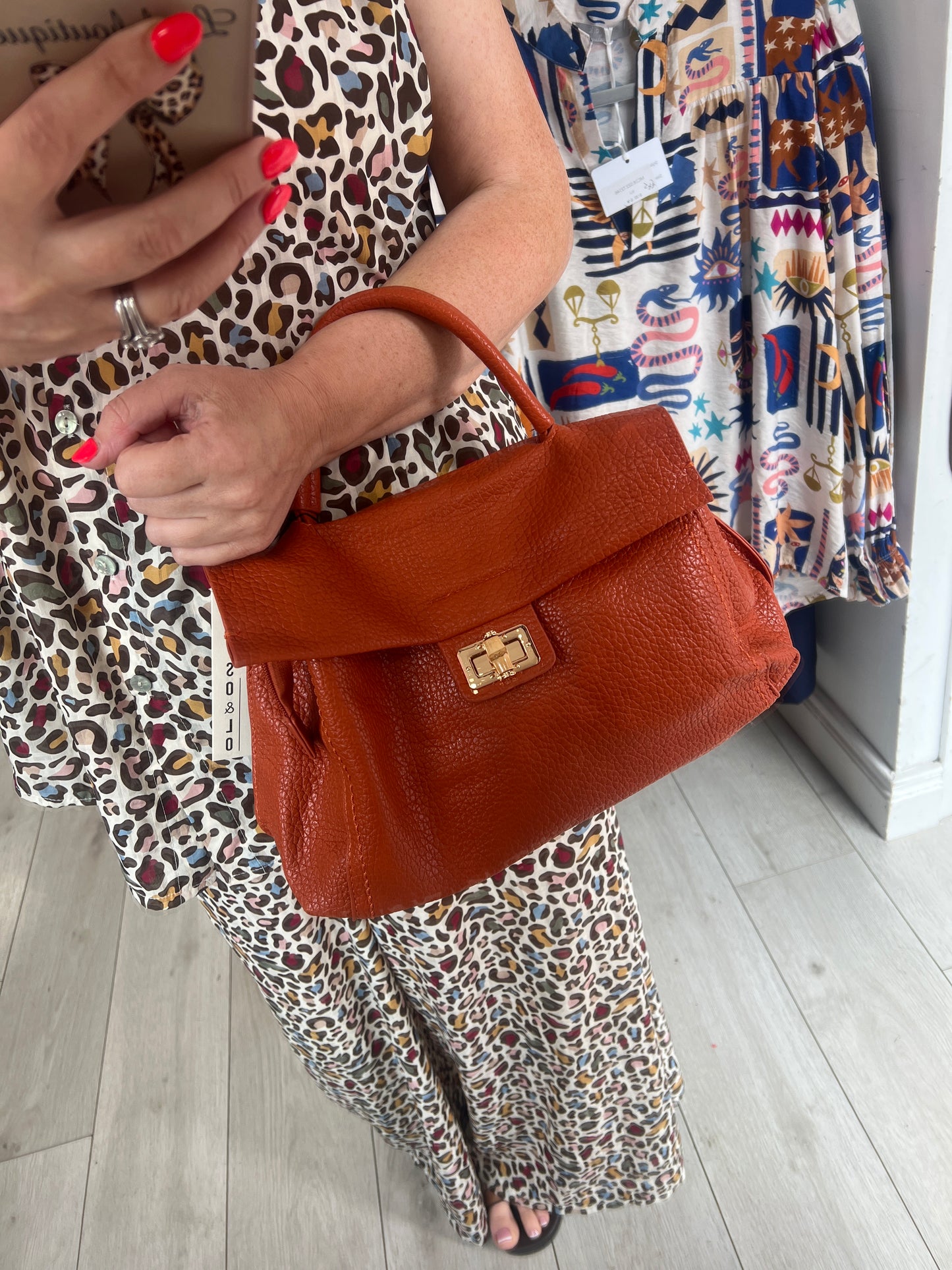 Rust Soft Leatherette Handbag/Crossbody