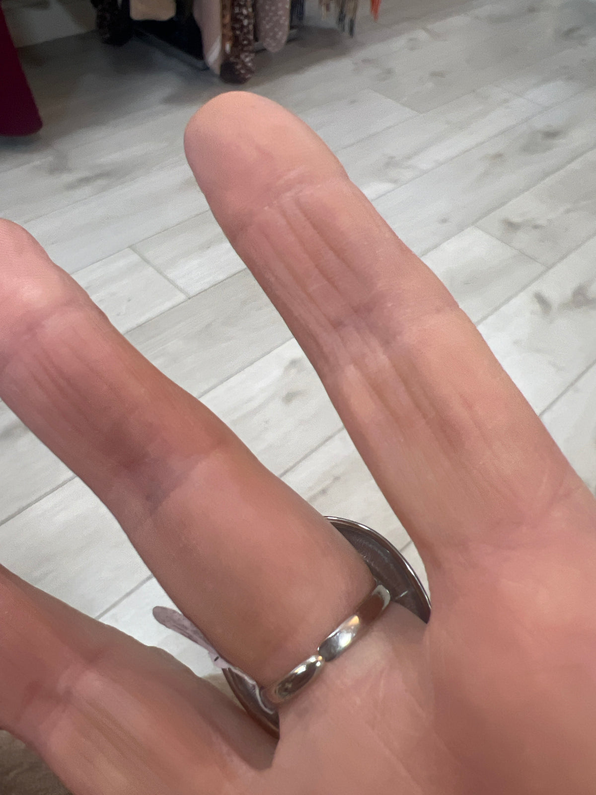 Silver Oval Adjustable Ring Stainless Steel