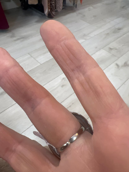 Silver Oval Adjustable Ring Stainless Steel