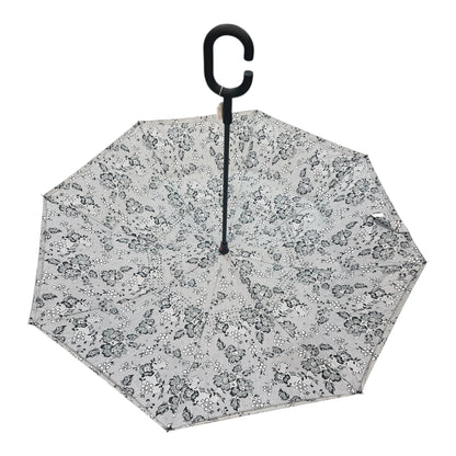Upside Down Umbrella Grey & Black Print