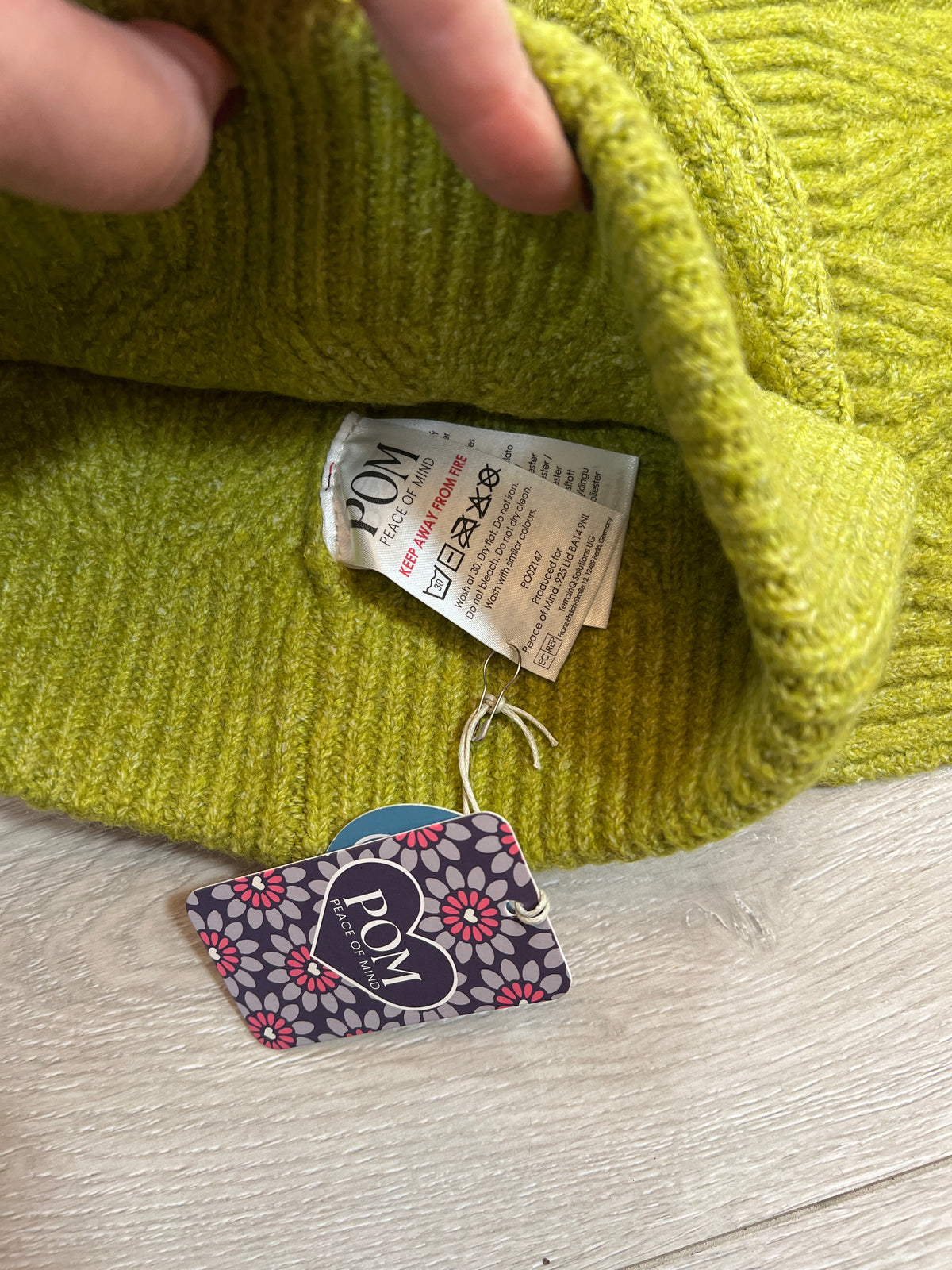 POM Chartreuse Green Hat & Scarf Set