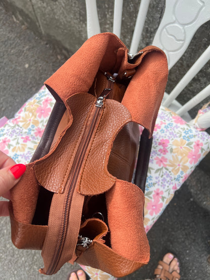 Tan Soft Leatherette Shoulder Bag