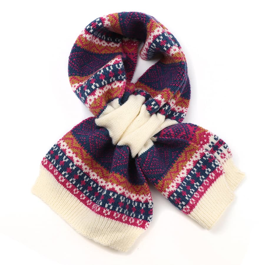 POM Cream Navy Magenta Pull Through Scarf