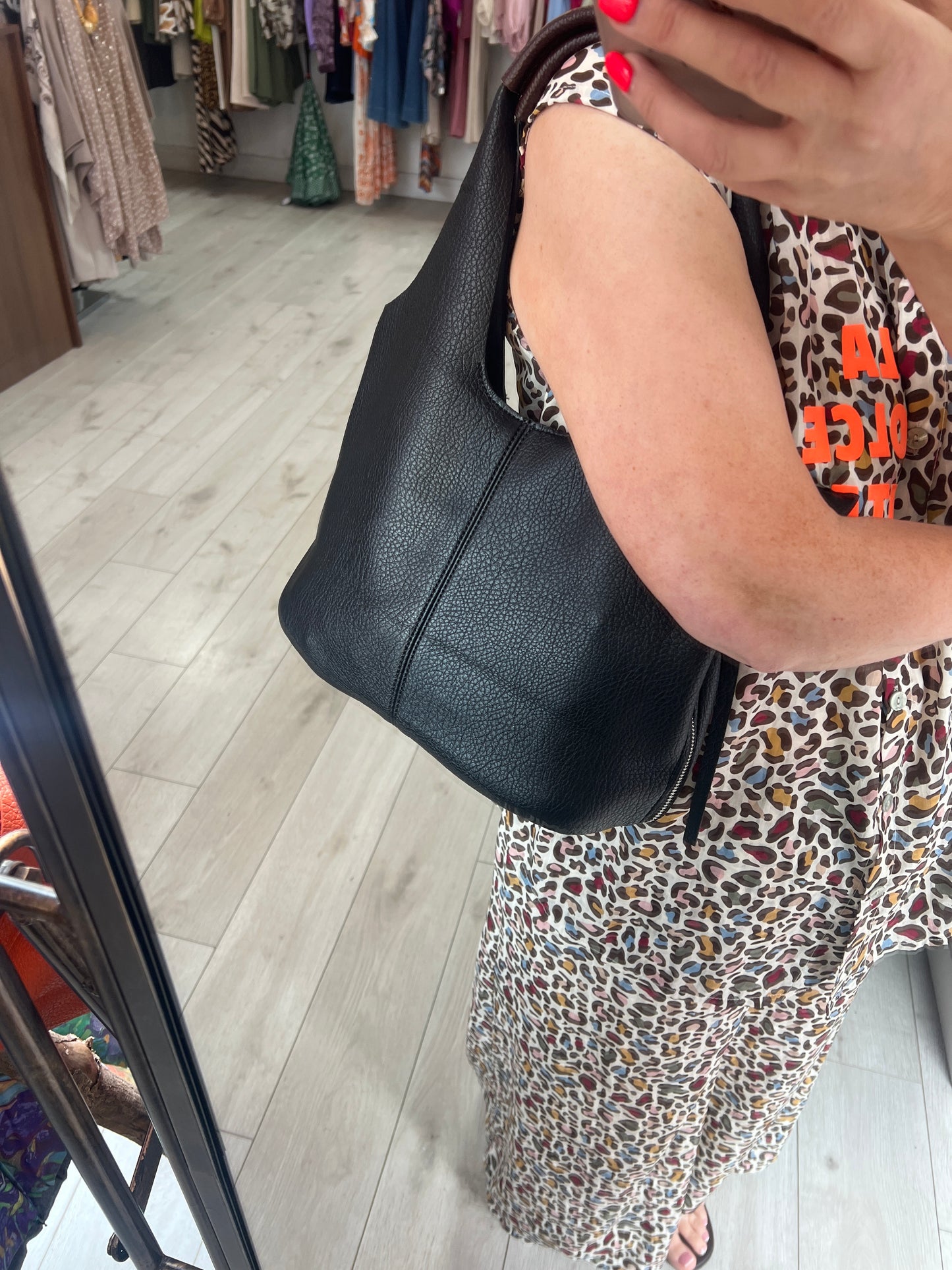 Black Soft Leatherette Shoulder Bag