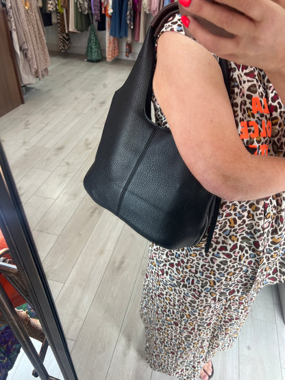 Black Soft Leatherette Shoulder Bag