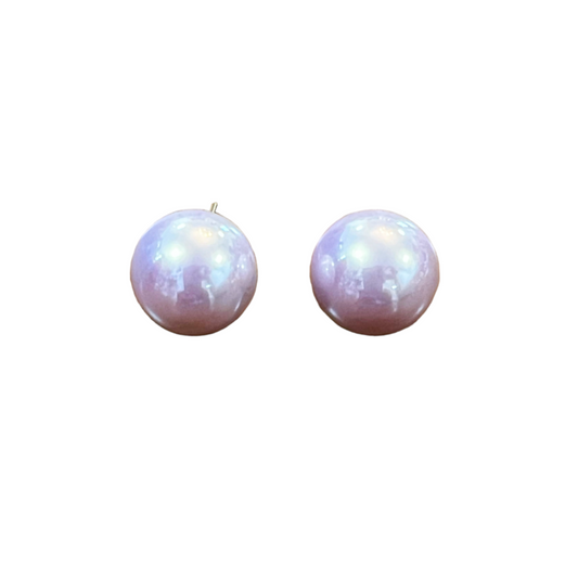 Dusty Pink Mirrored Large Ball Earrings