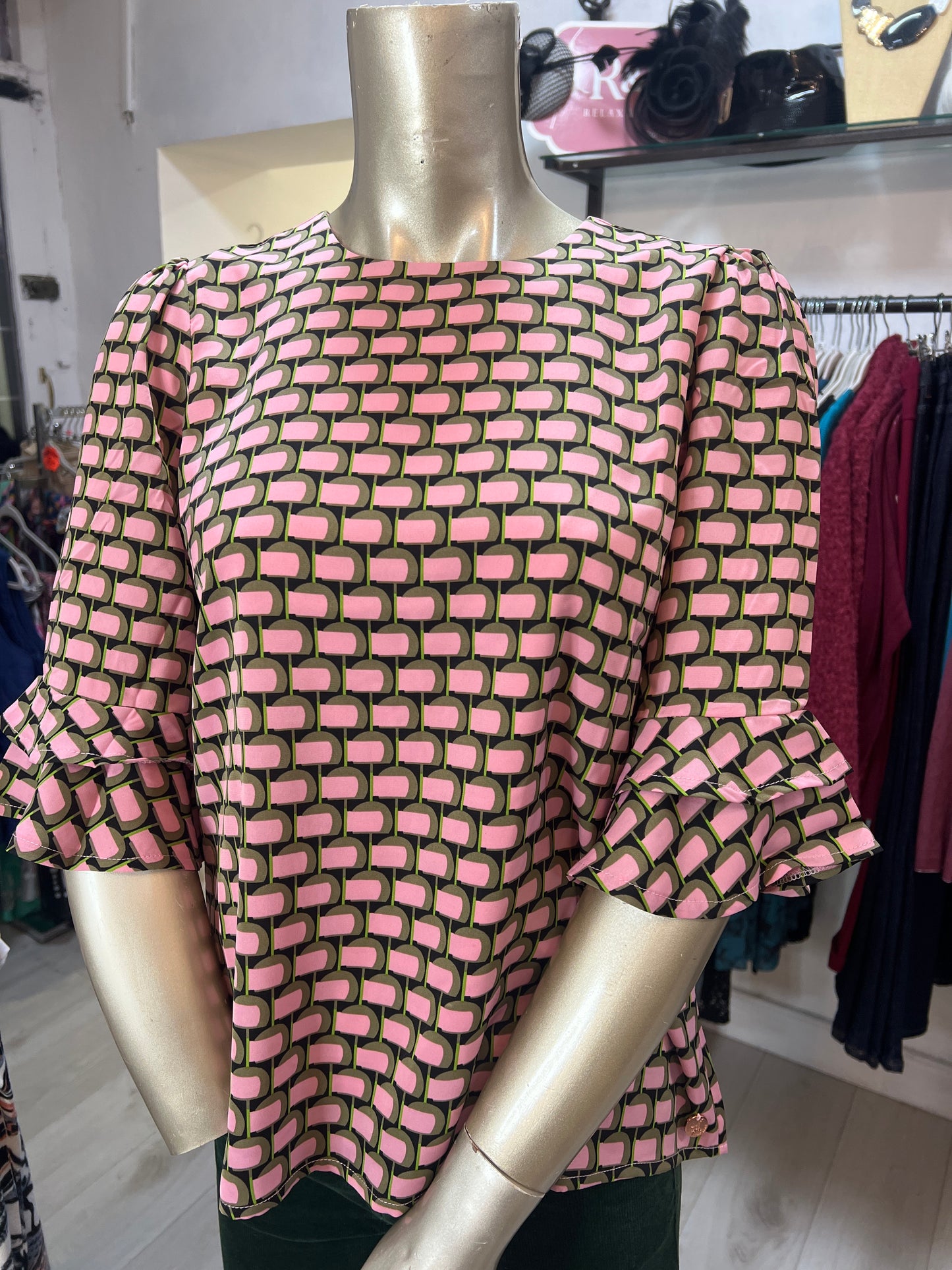 Rant & Rave Pink & Green Blouse