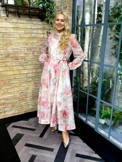 Martha Floral Dress Jewel Buttons