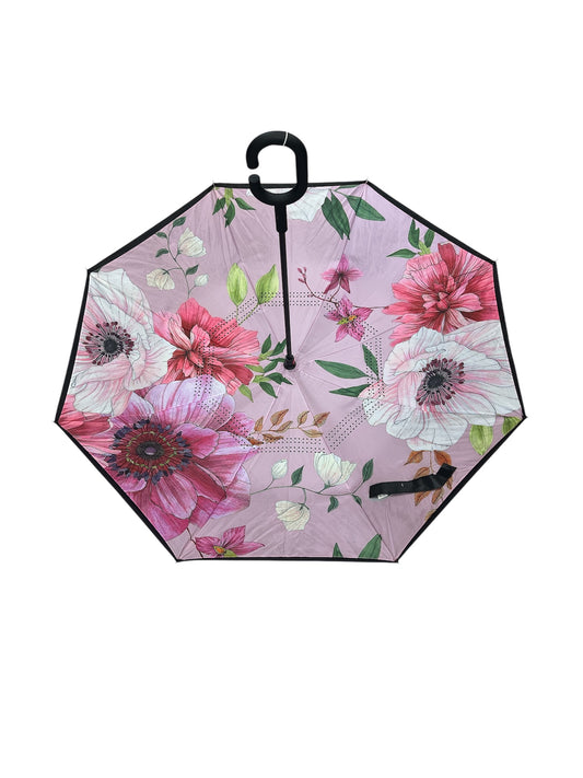 Upside Down Umbrella Pink Floral Design