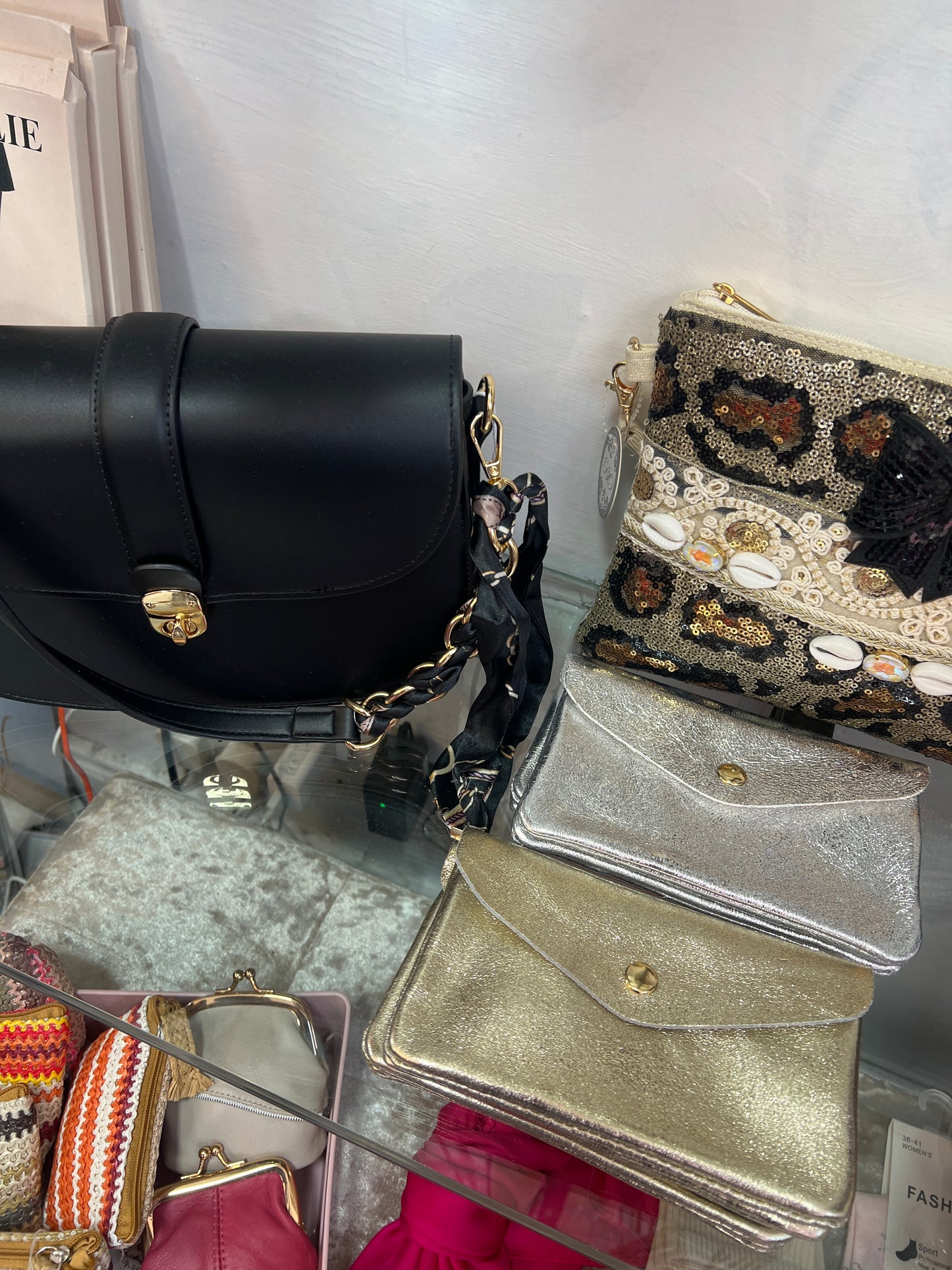 Metallic Purses Real Leather Medium Sized