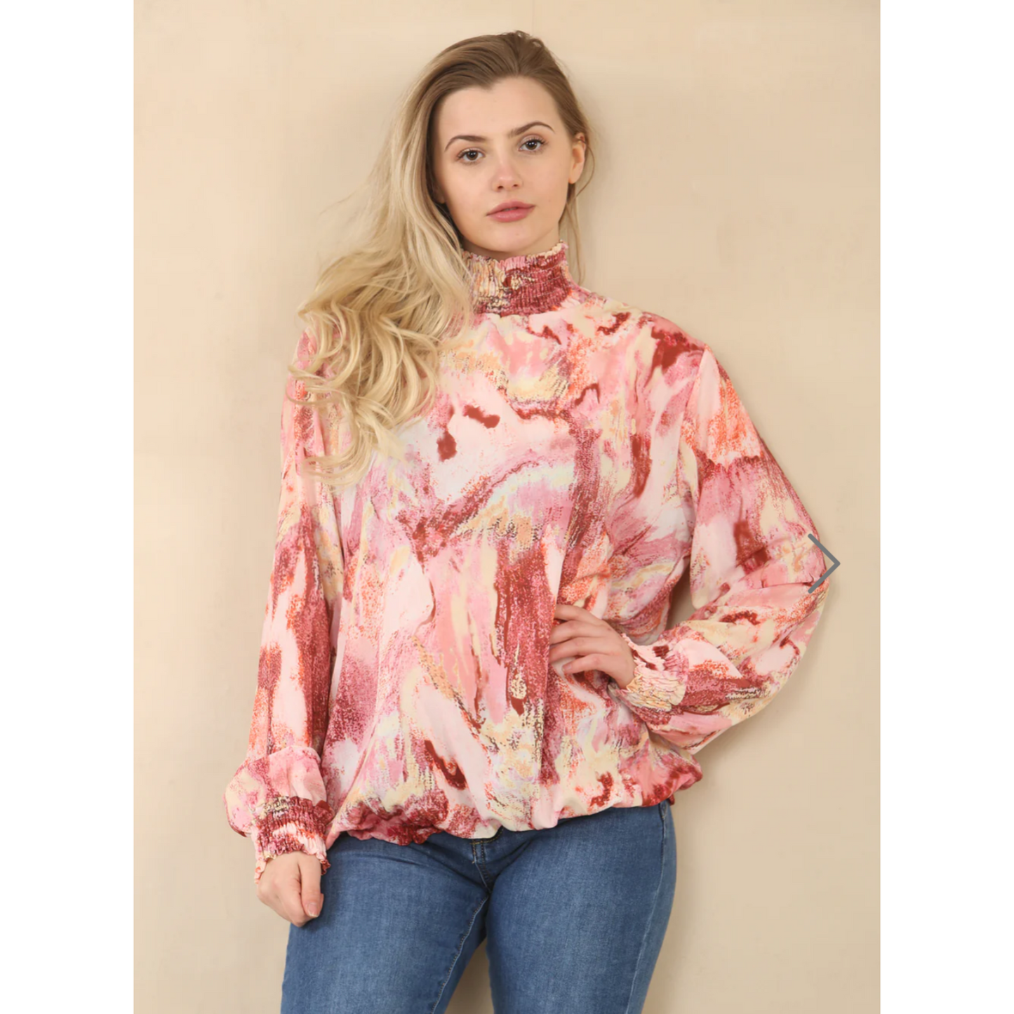 Pixie Tie Dye High Neck Top Blush