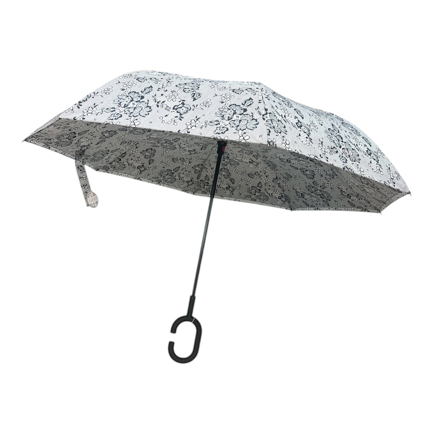 Upside Down Umbrella Grey & Black Print