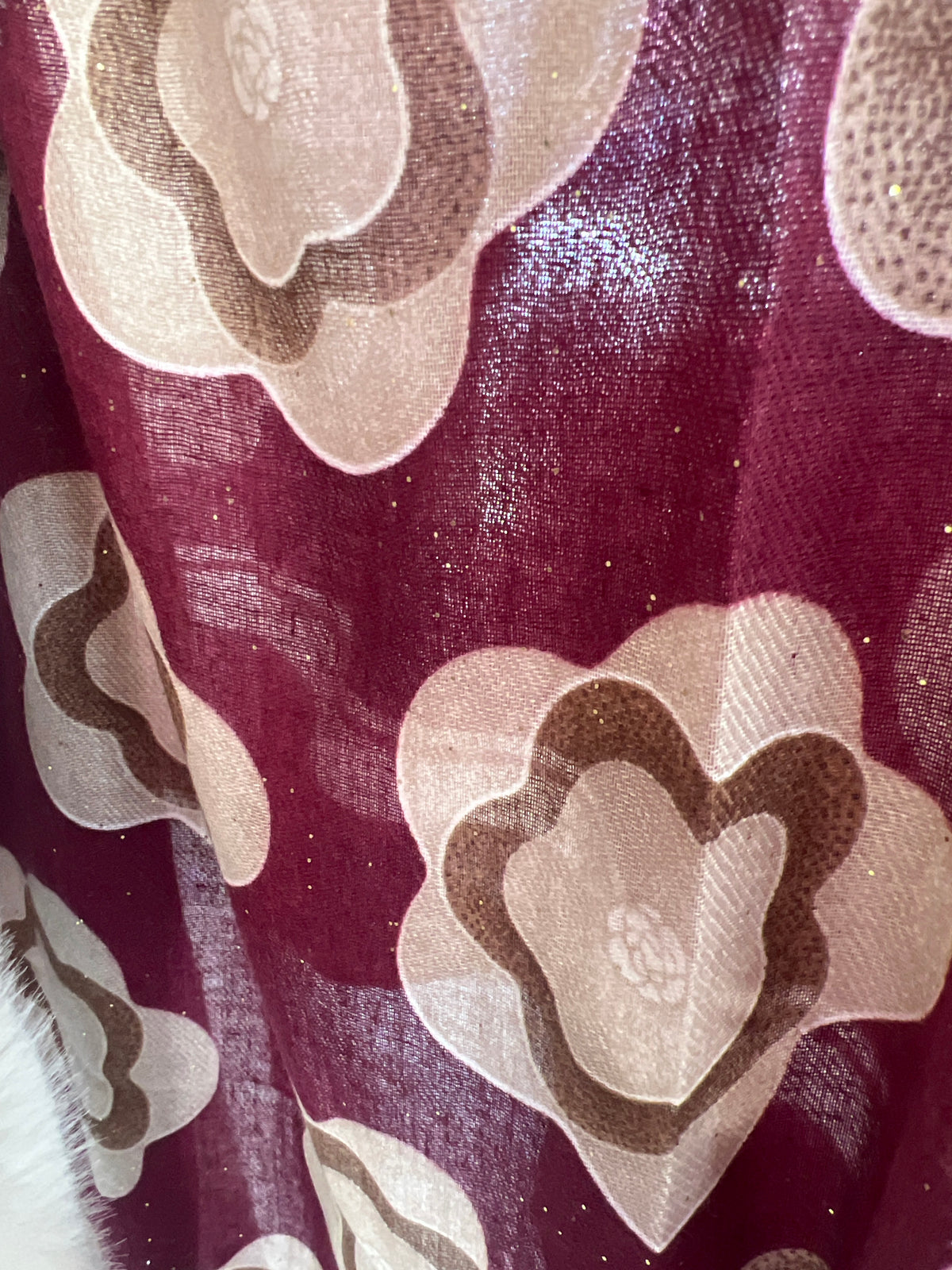 Floral Motif Scarf Gold Lurex Speckles (2 Colours)