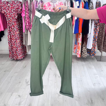 Magic Elasticated Trousers With Belt (2 Colours)