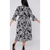 Jill CURVE Black & White Belted Dress 3/4 length sleeves