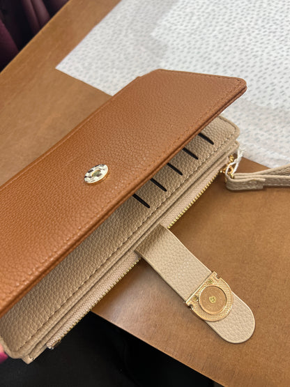 Tan & Beige Wristlet Wallet