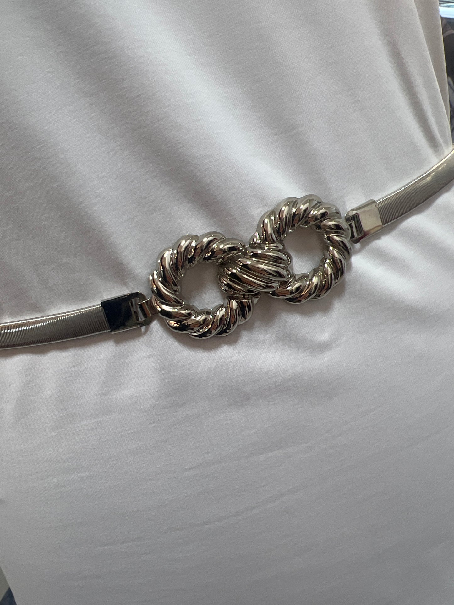 Silver Thin Elasticated Belt