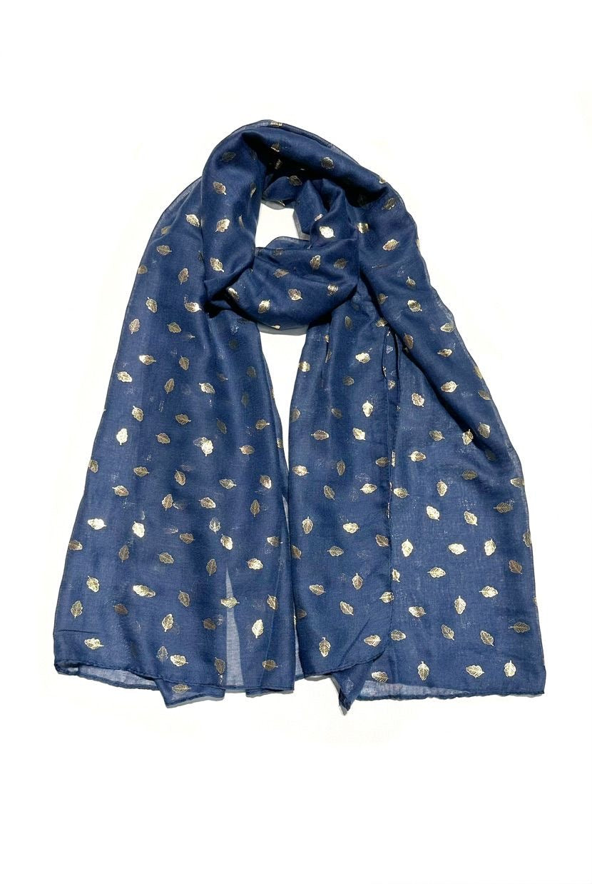 Lightweight Scarf Gold Metallic Leaves (6 Colours)