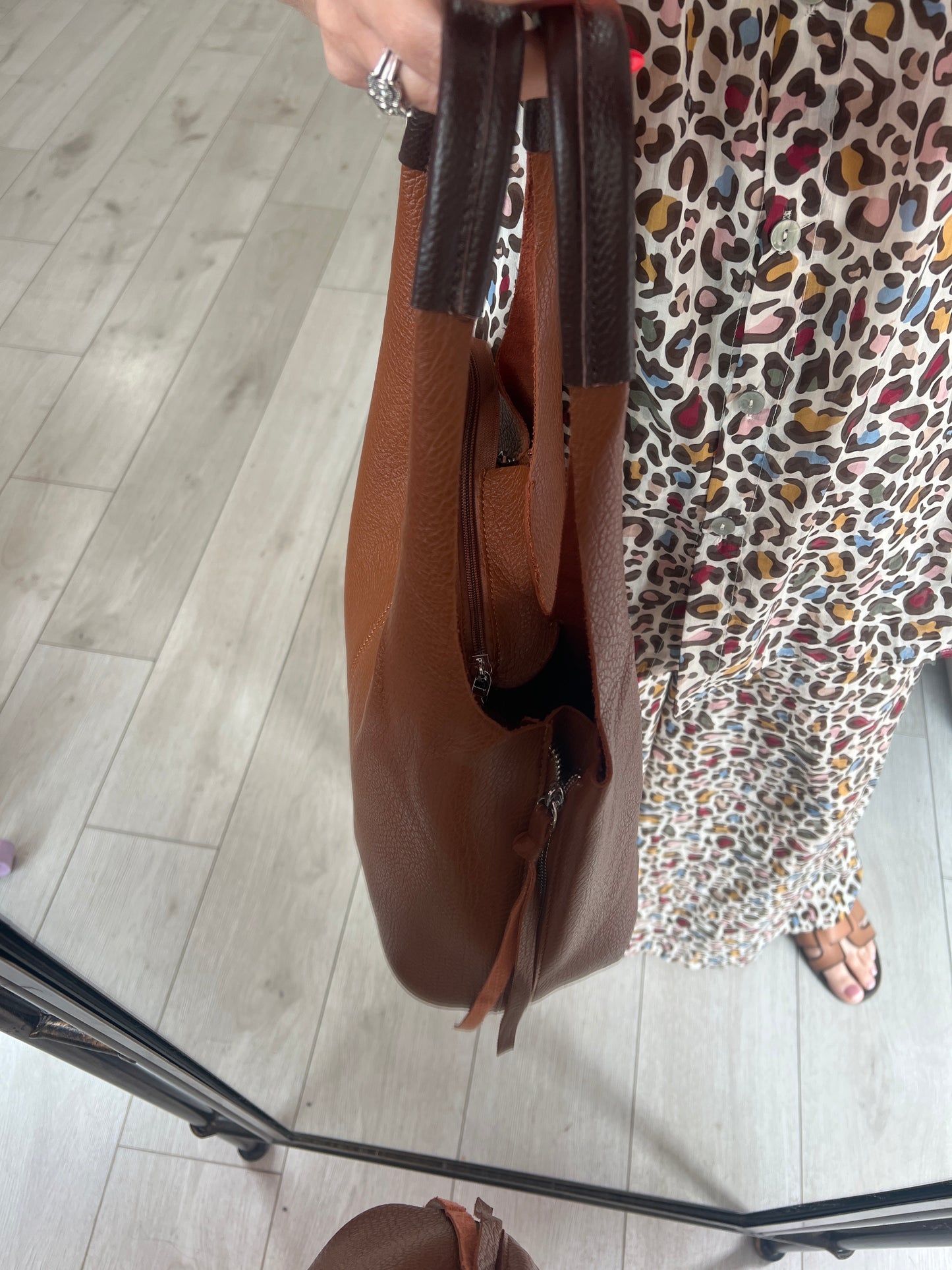 Tan Soft Leatherette Shoulder Bag