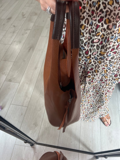 Tan Soft Leatherette Shoulder Bag