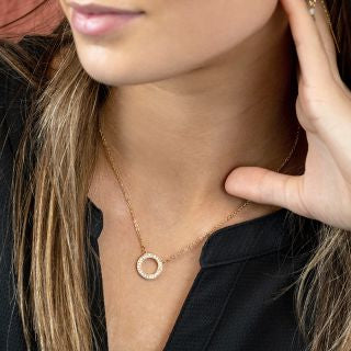 POM Golden Crystal Inset Hoop Necklace