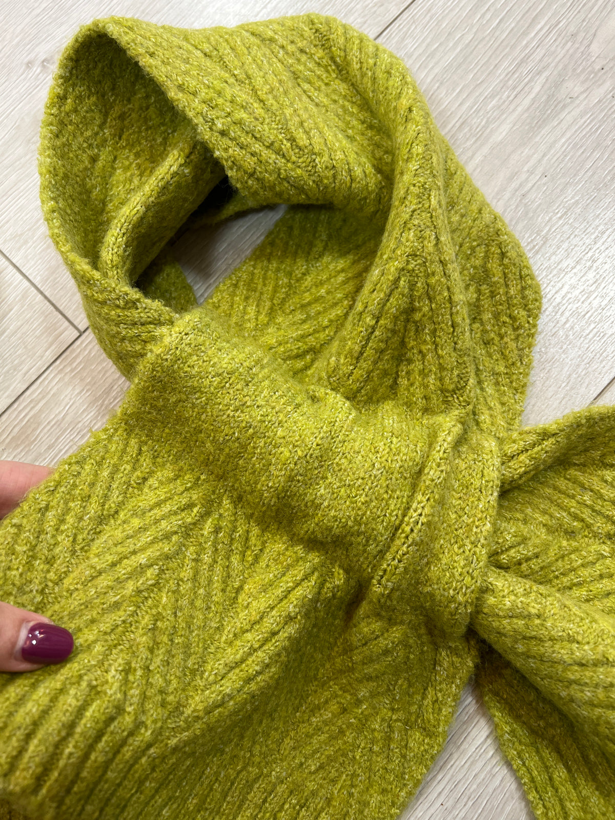POM Chartreuse Green Hat & Scarf Set