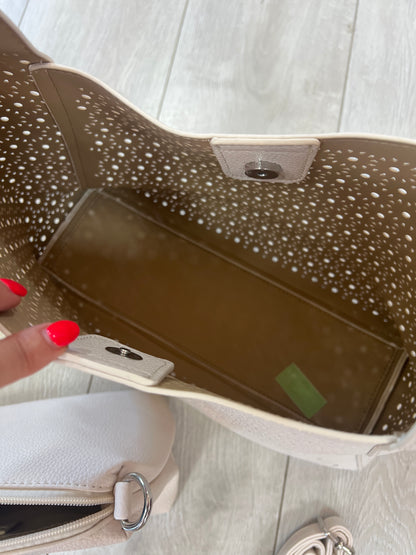 Light Beige Laser Cut Bag 2 In 1
