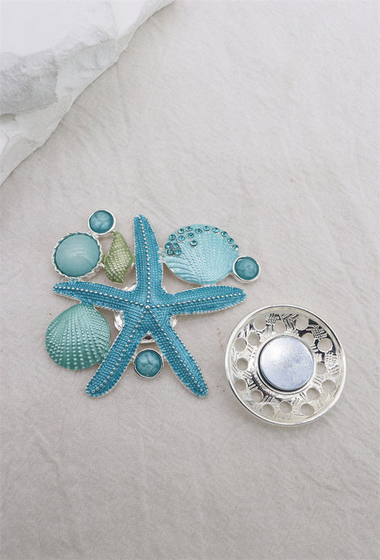 Magnetic Brooch Turquoise Starfish