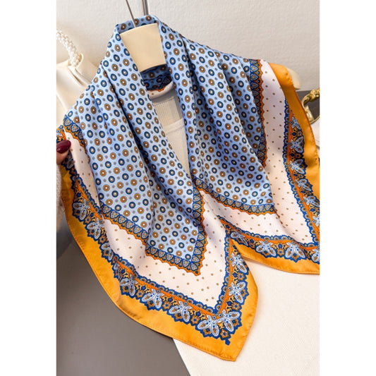Navy & Mustard Square Neck Scarf