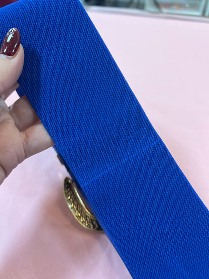 Cobalt Blue Suedette Elasticated Belt Gold Buckle