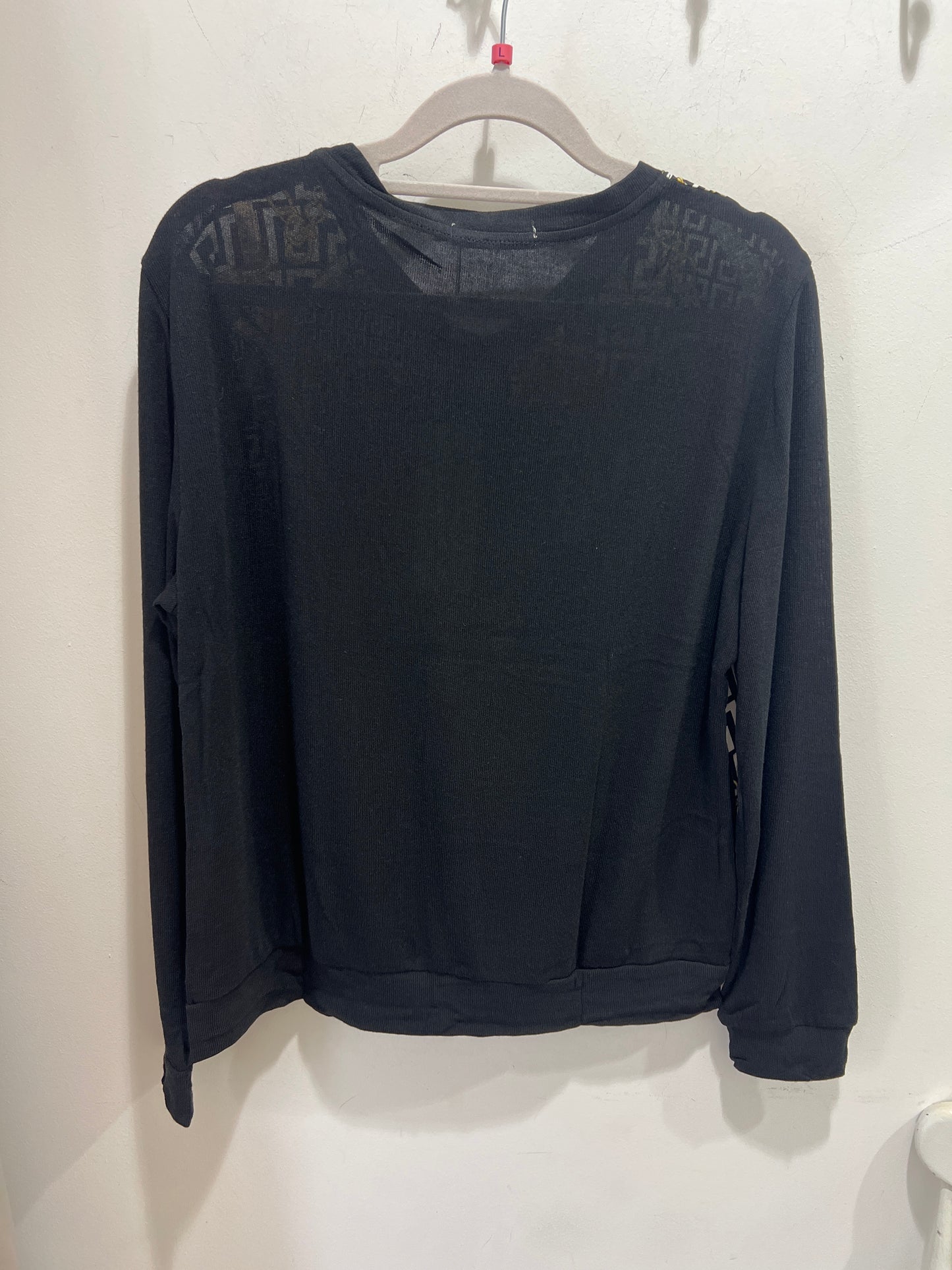 Black & Gold Chain Print Button Cardigan Lightweight Long Sleeve Knit