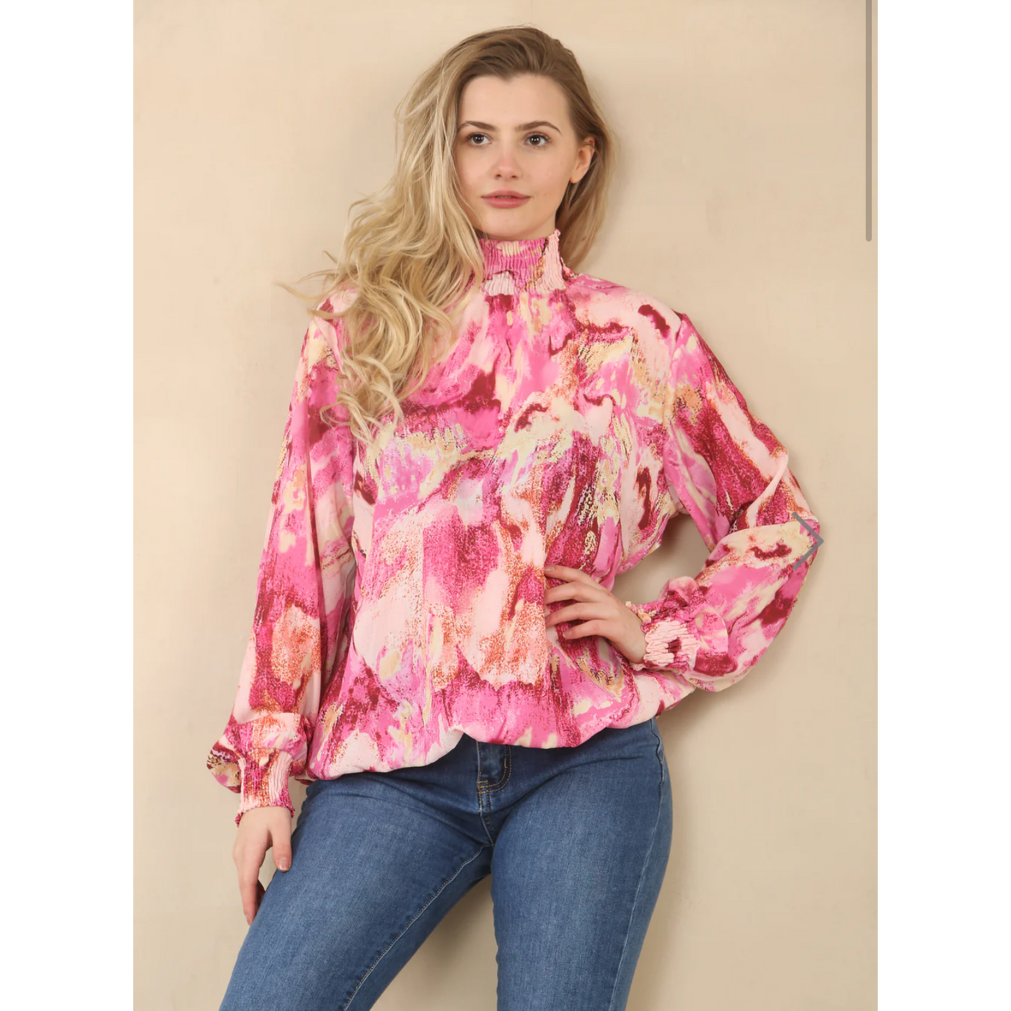 Pixie Tie Dye High Neck Top Pink